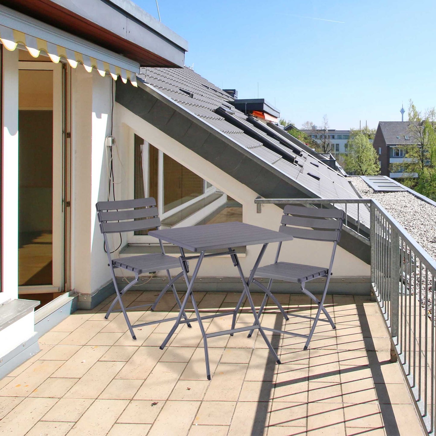 3-piece balcony furniture set in wooden look