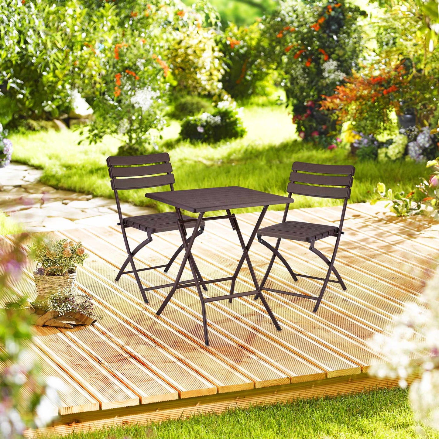 3-piece balcony furniture set in wooden look