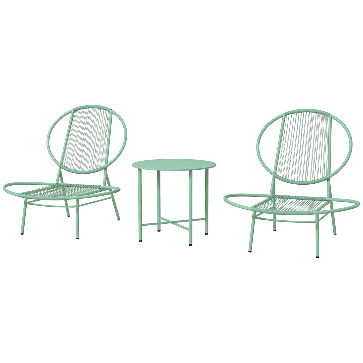 Green Steel Bistro Set - weatherproof, ergonomic chairs