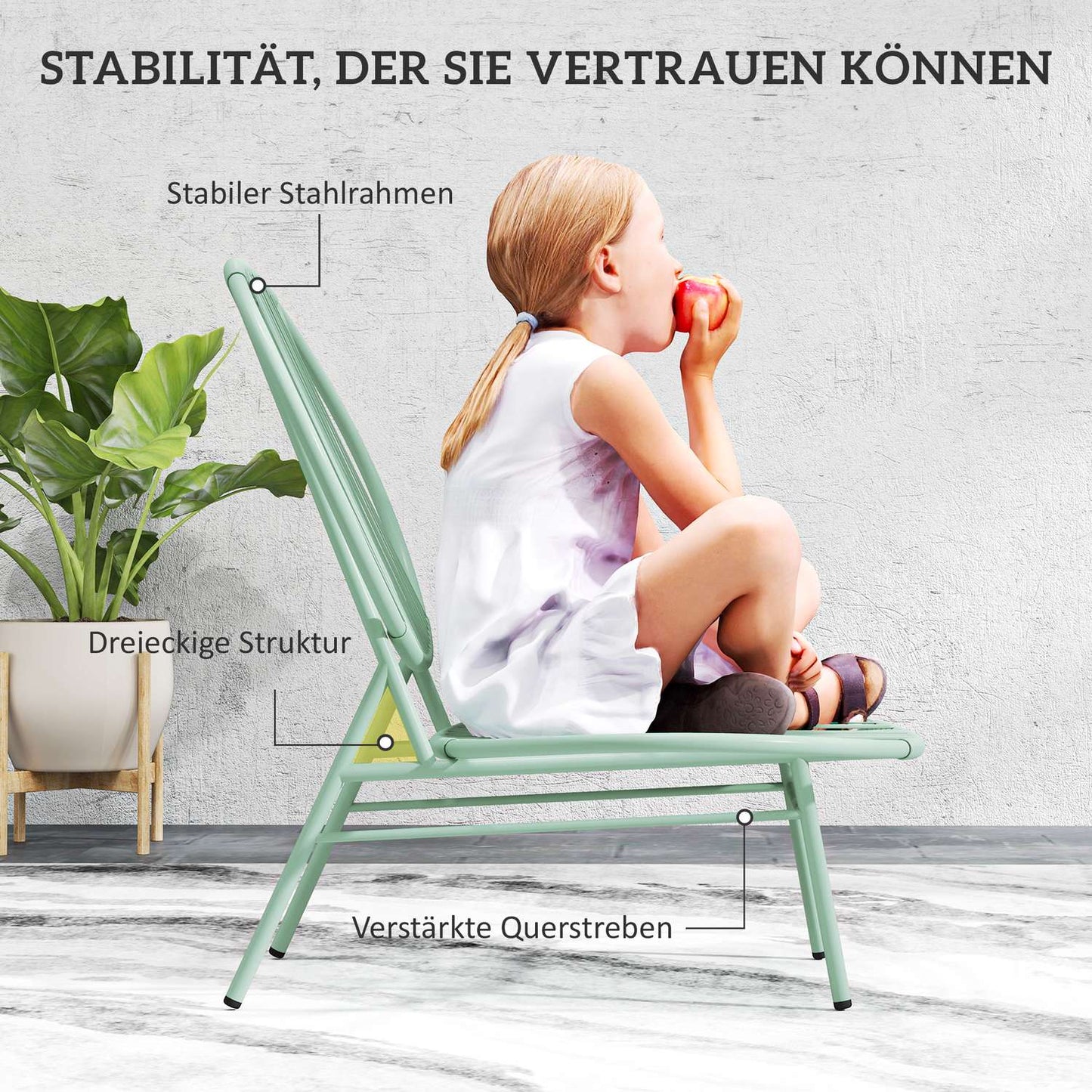 Green Steel Bistro Set - weatherproof, ergonomic chairs