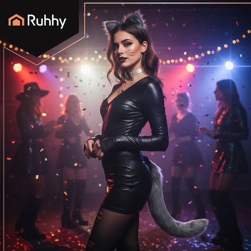 3-piece cat/fox costume, gray, Ruhhy 26586