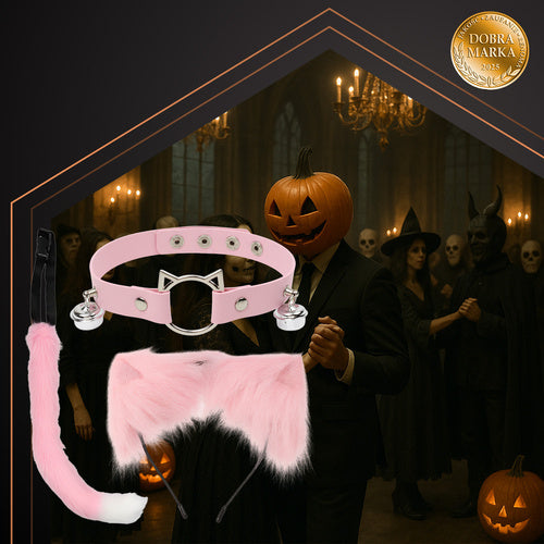 3-piece cat/fox costume, pink, Ruhhy 26585