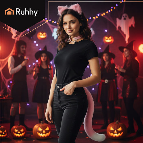 3-piece cat/fox costume, pink, Ruhhy 26585