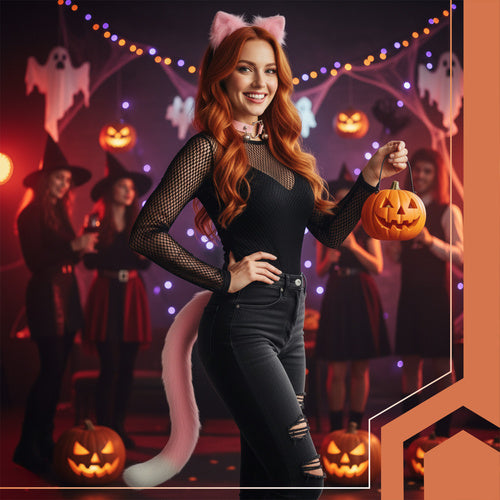 3-piece cat/fox costume, pink, Ruhhy 26585