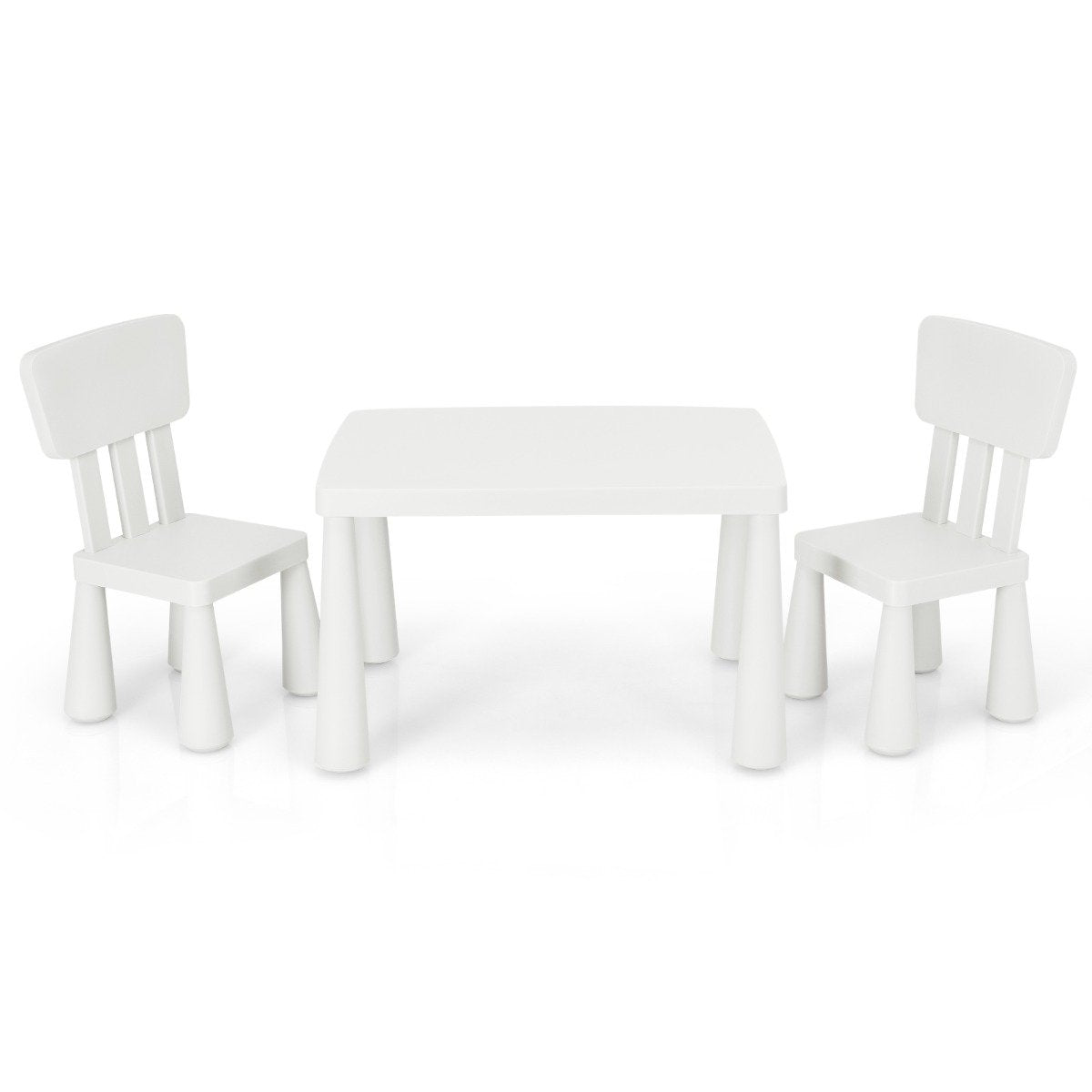 3-piece children's seating set, children's table with 2 chairs, children's furniture made of white plastic