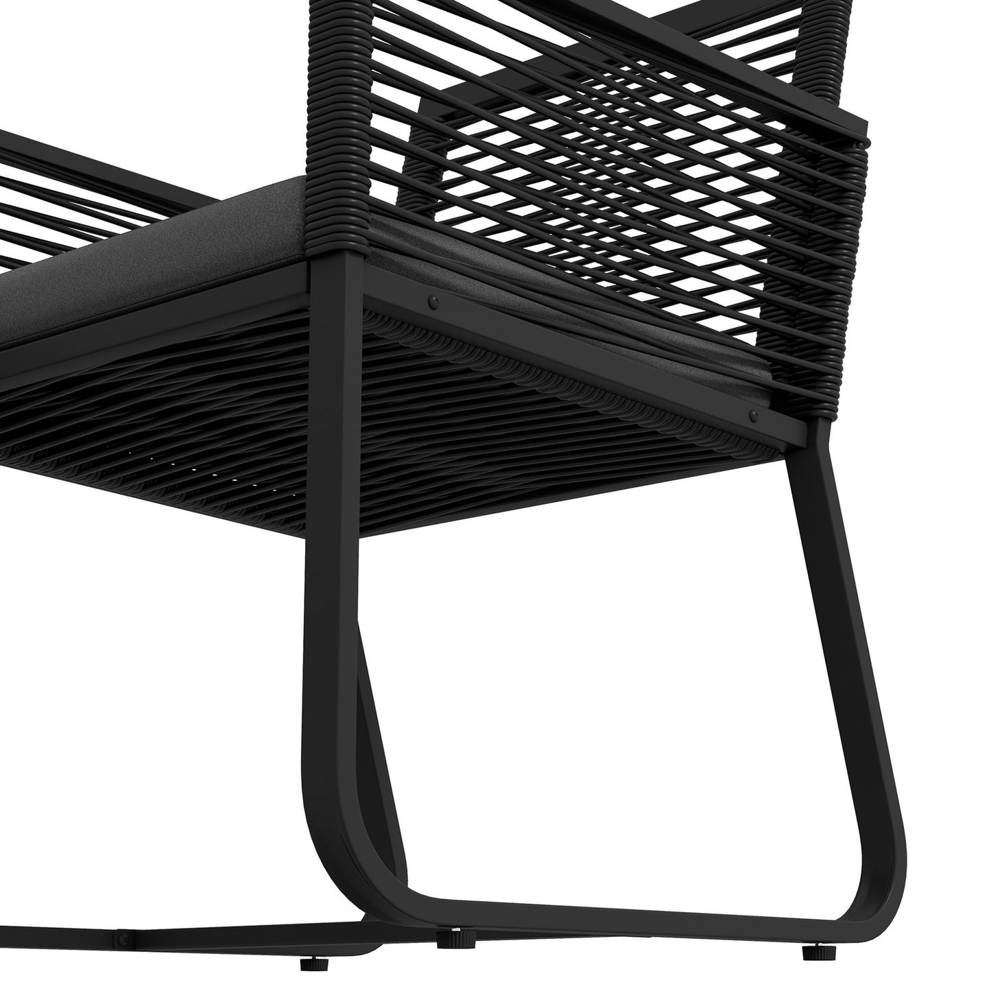 Rattan garden furniture with cushions - 3 pieces, black