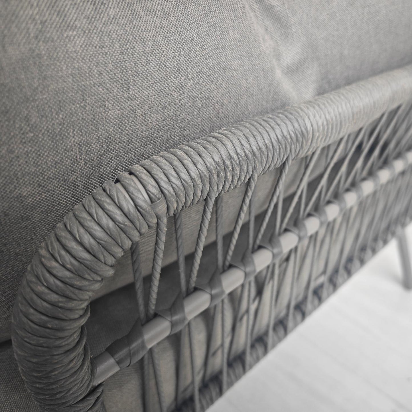 Rattan garden furniture with cushions - 3 pieces, light grey