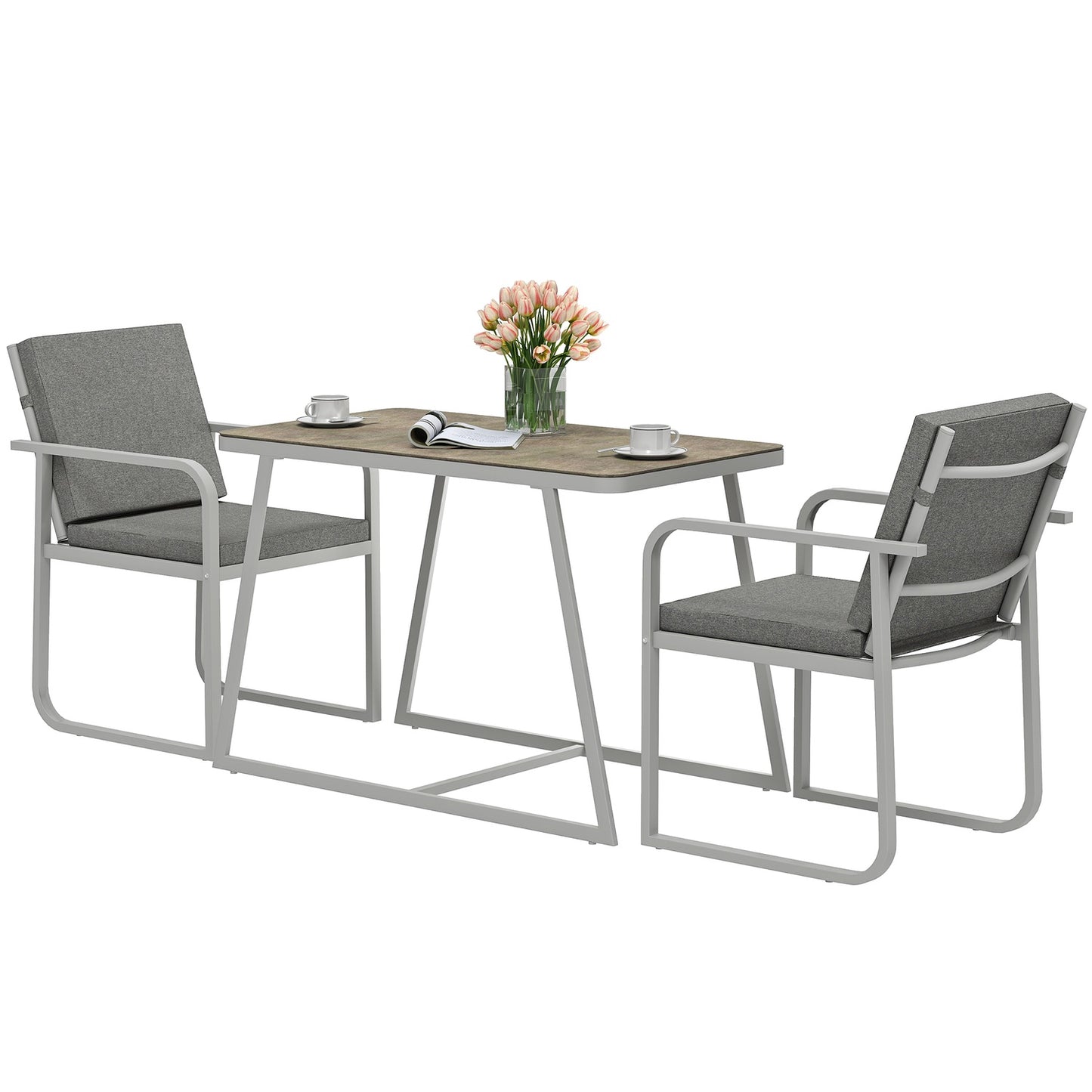 Light gray 3-piece dining room set - table and chairs for 2