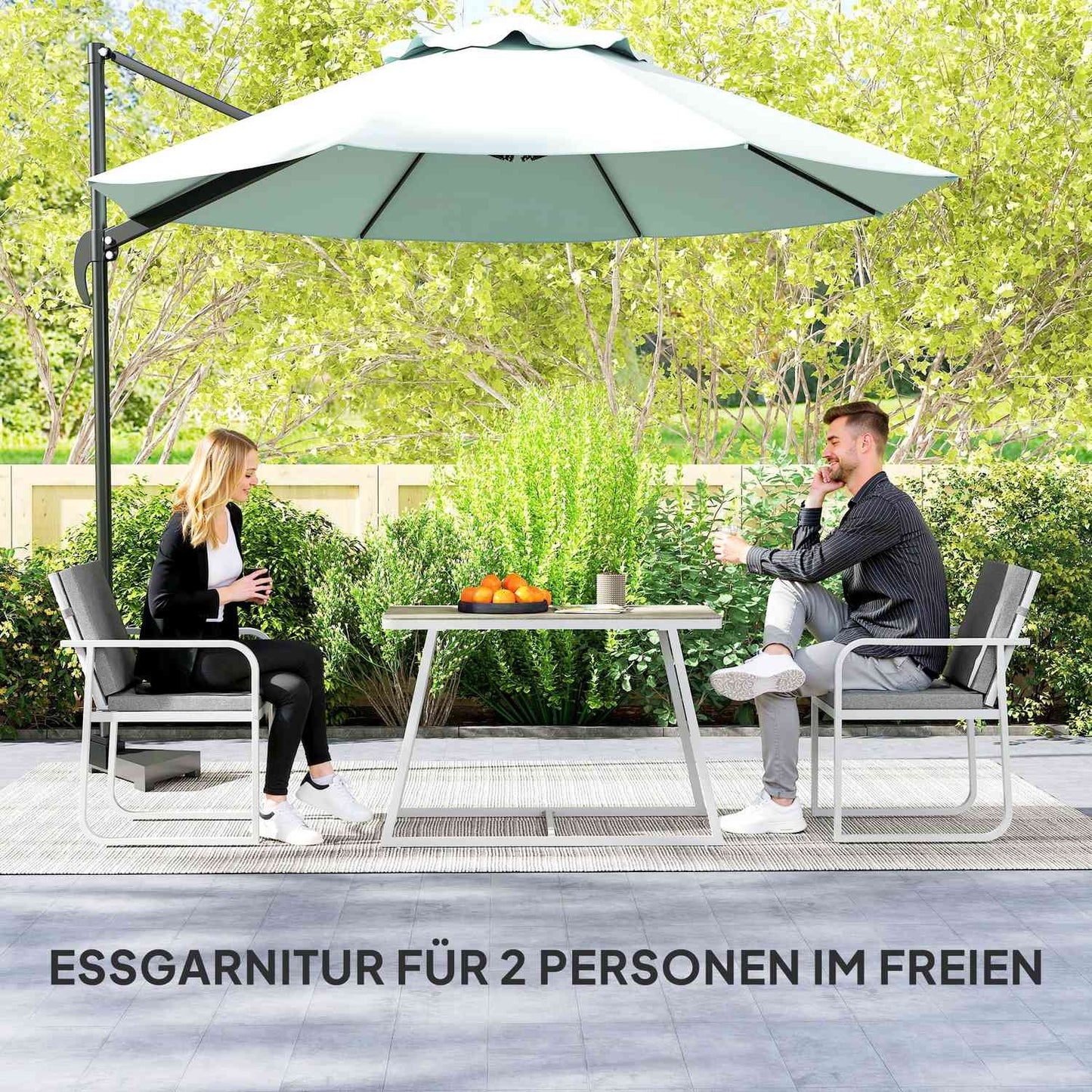 Light gray 3-piece dining room set - table and chairs for 2