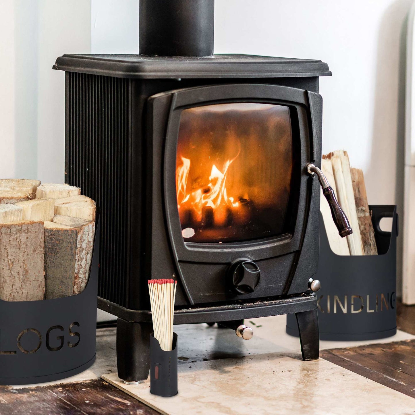 3-piece set for indoor firewood storage