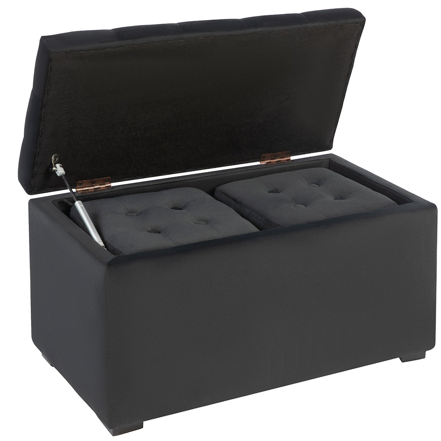3-piece storage set: dark gray chest, stools, ottoman