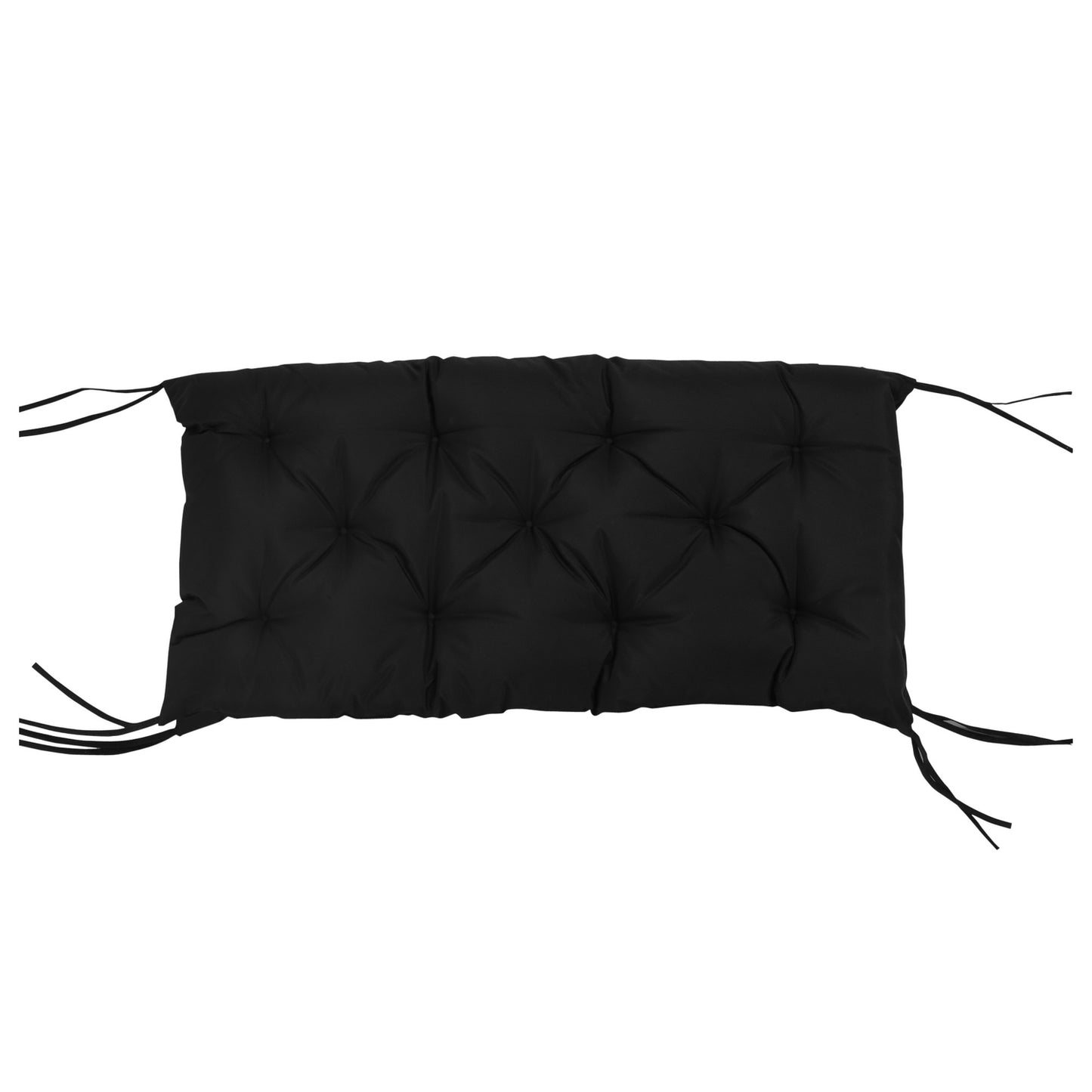 Black 3-seat bench cushion with straps - 100x98x8 cm