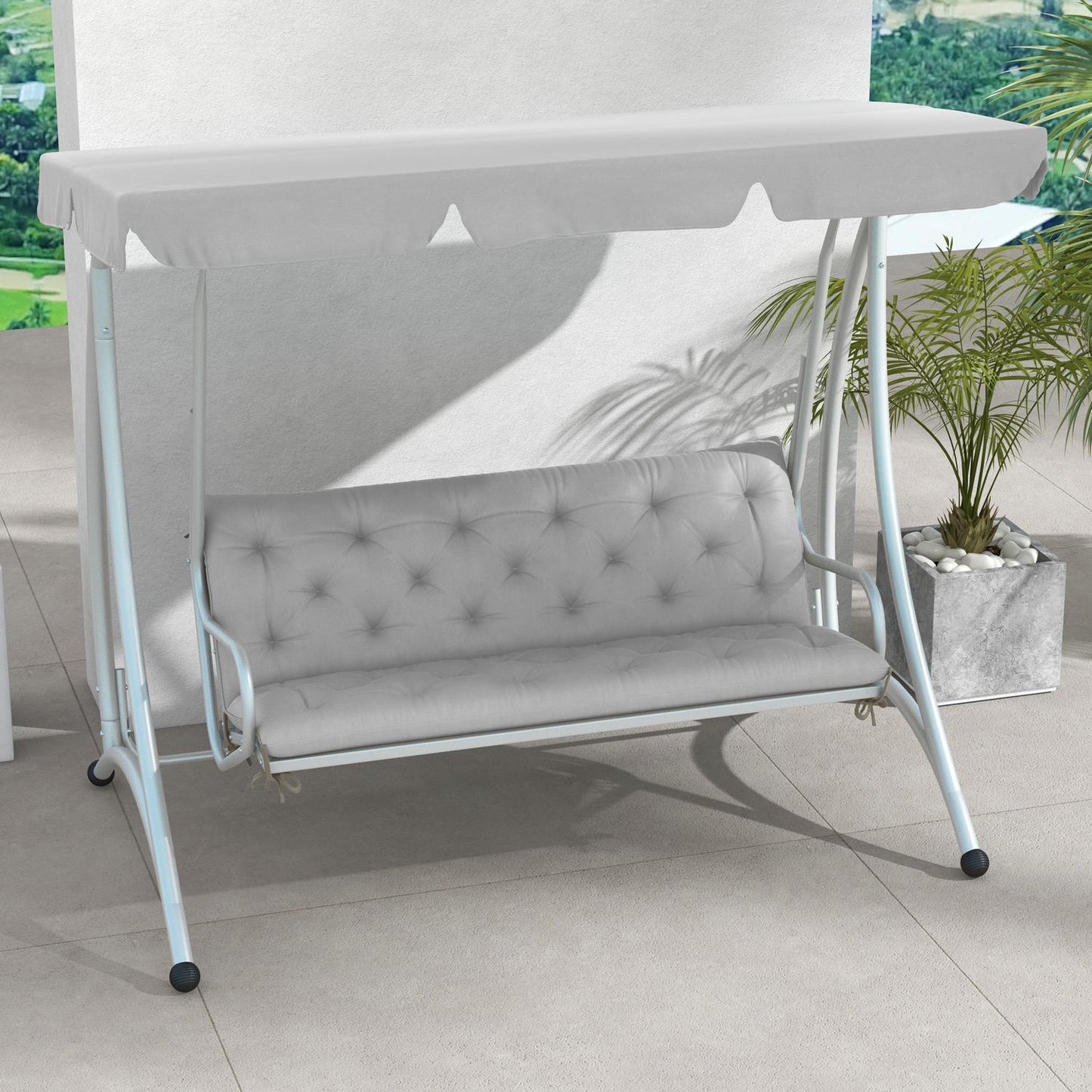 Outdoor bench cushion, 3-seater, light grey, 150x98x8 cm