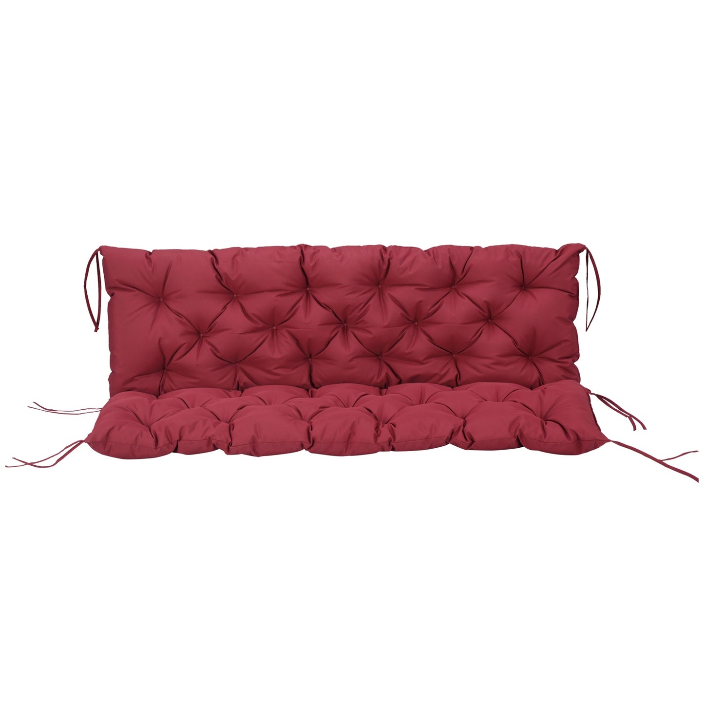 Red outdoor bench cushion with ties, 3-seater, 150x98x8 cm