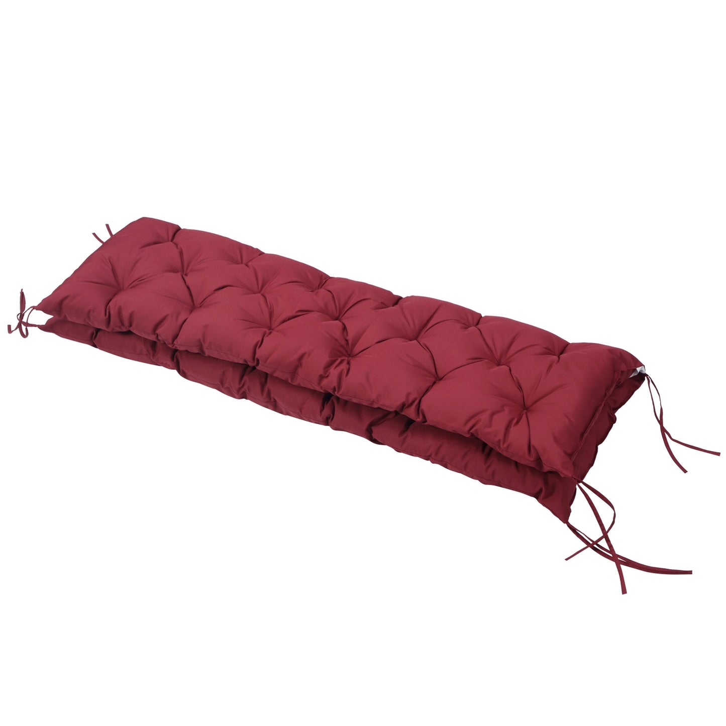 Red outdoor bench cushion with ties, 3-seater, 150x98x8 cm