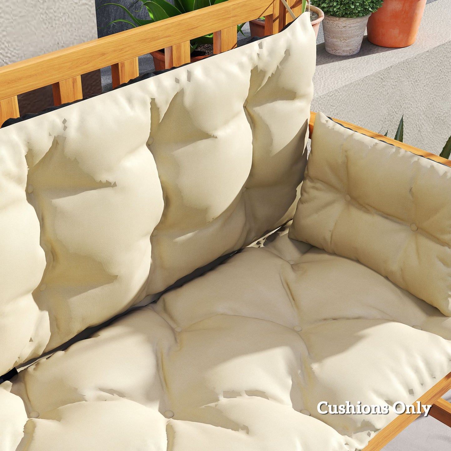 3-seat bench cushion, 180x110x8 cm, beige/black