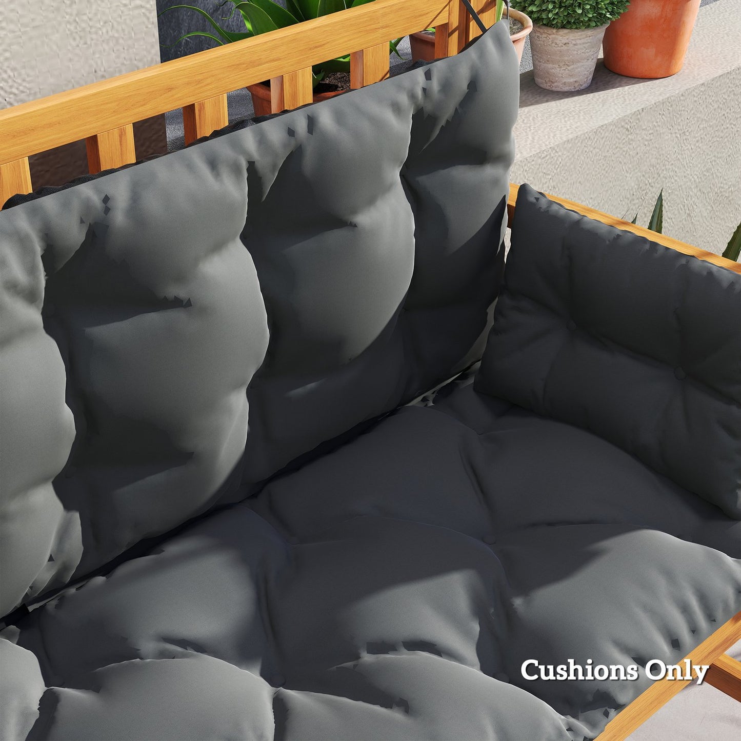 3-seat outdoor bench cushion, dark grey/black, 180x110x8 cm