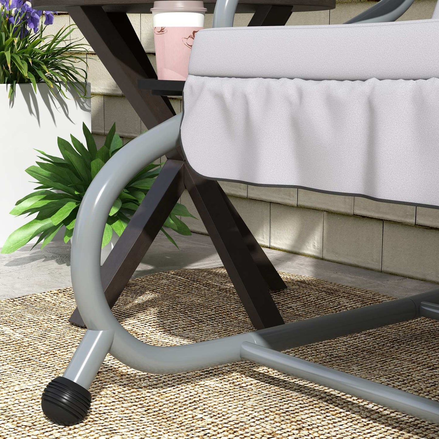 3-seat reclining porch swing, adjustable roof, light gray