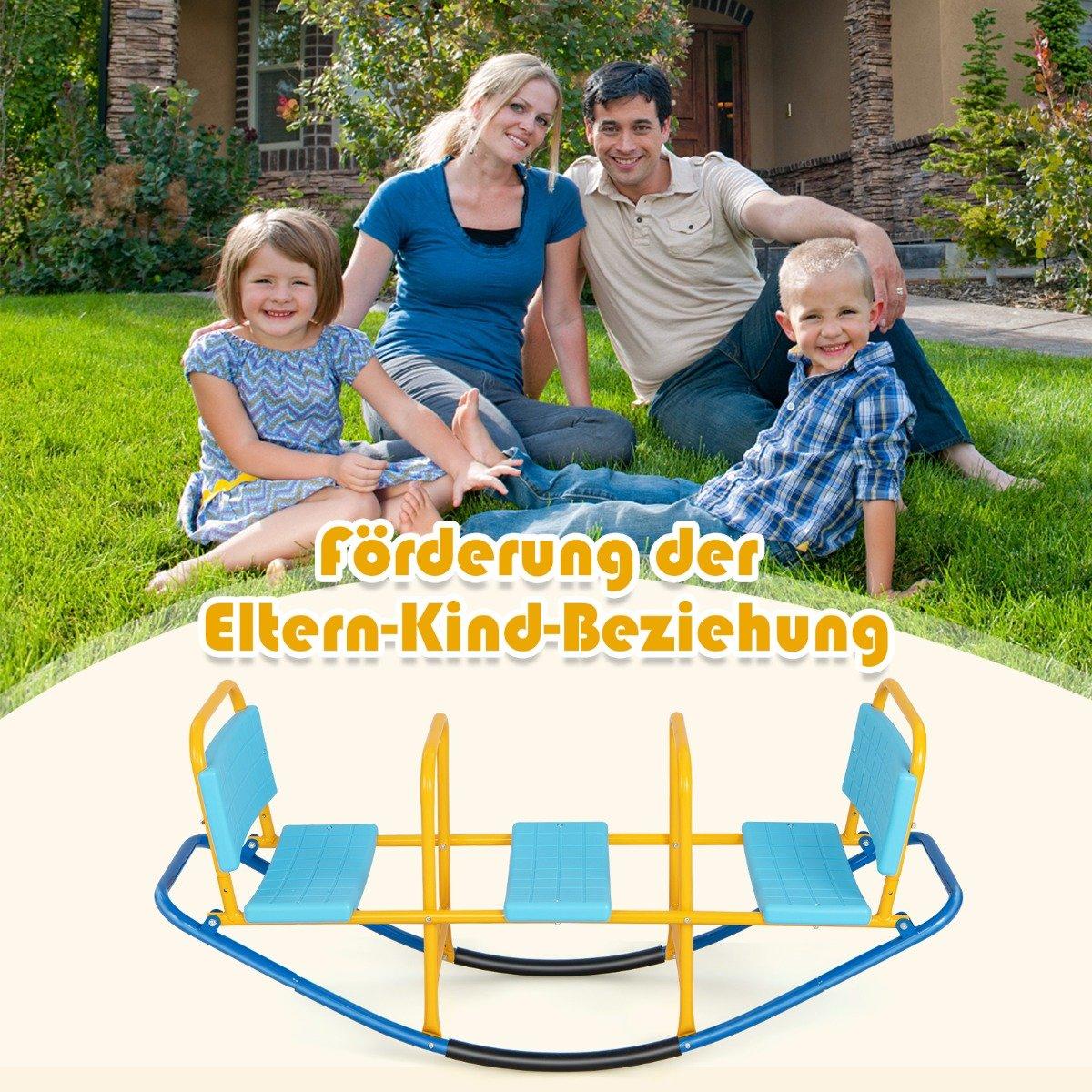 3 seater rocking rocker garden rocker with handles children's rocker up to 100 kg load capacity blue