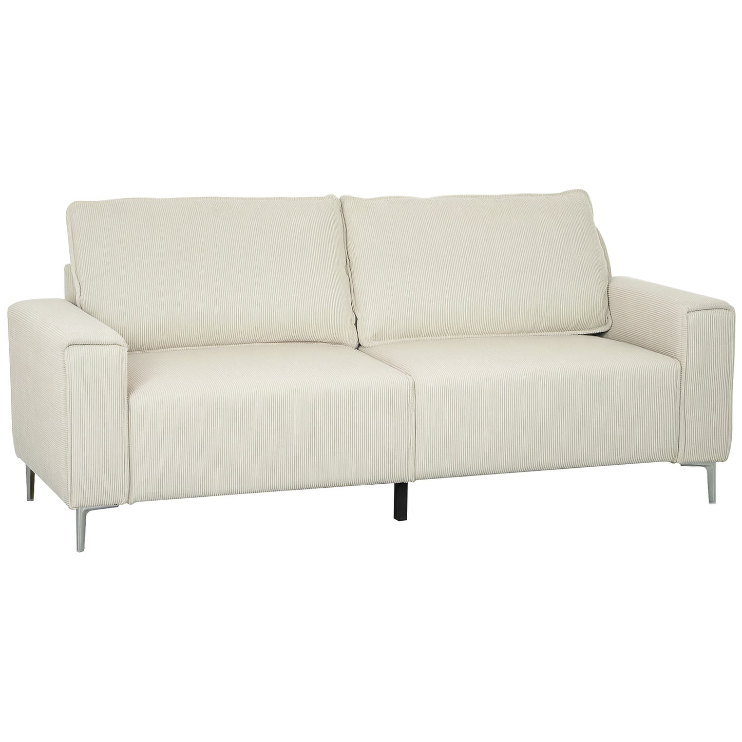 3-seater cream sofa, cord cover, spring core, 193x77x80 cm