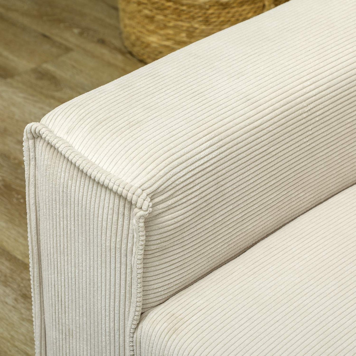 3-seater cream sofa, cord cover, spring core, 193x77x80 cm