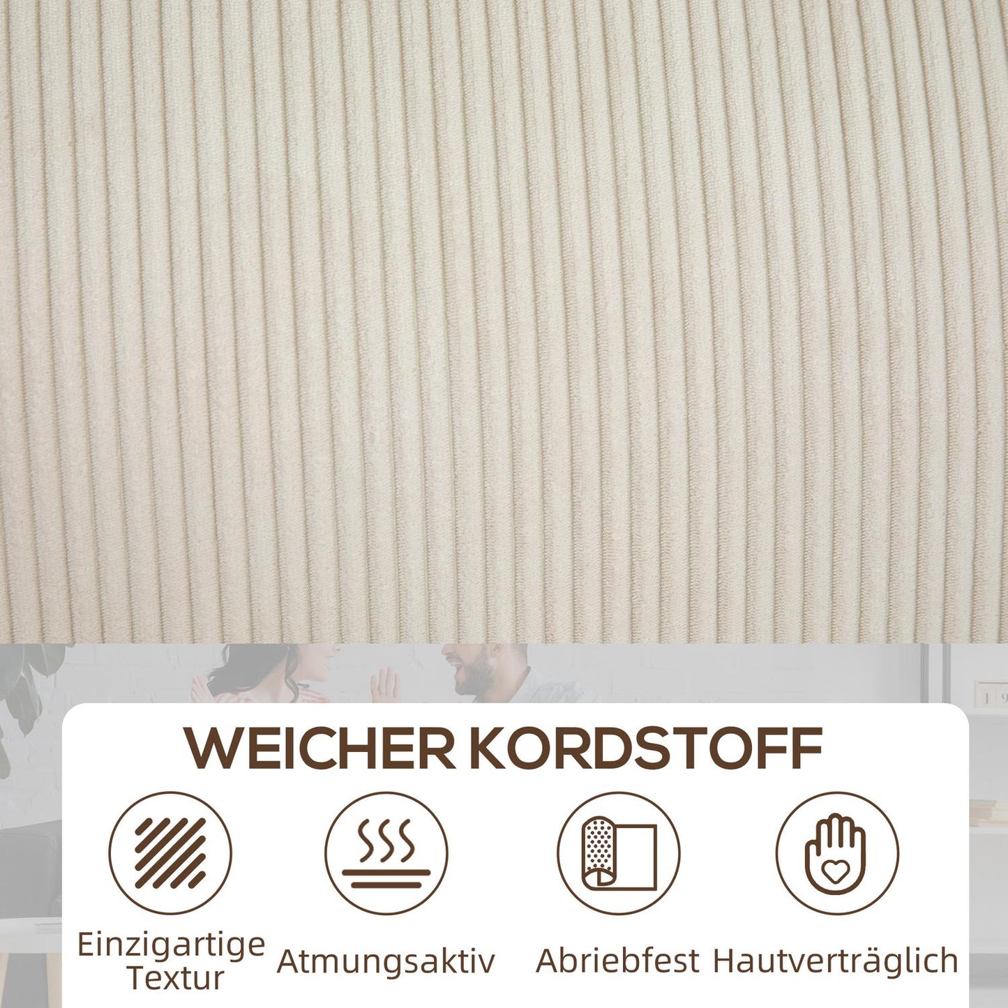 Cream white 3-seater sofa with armrests & back cushions