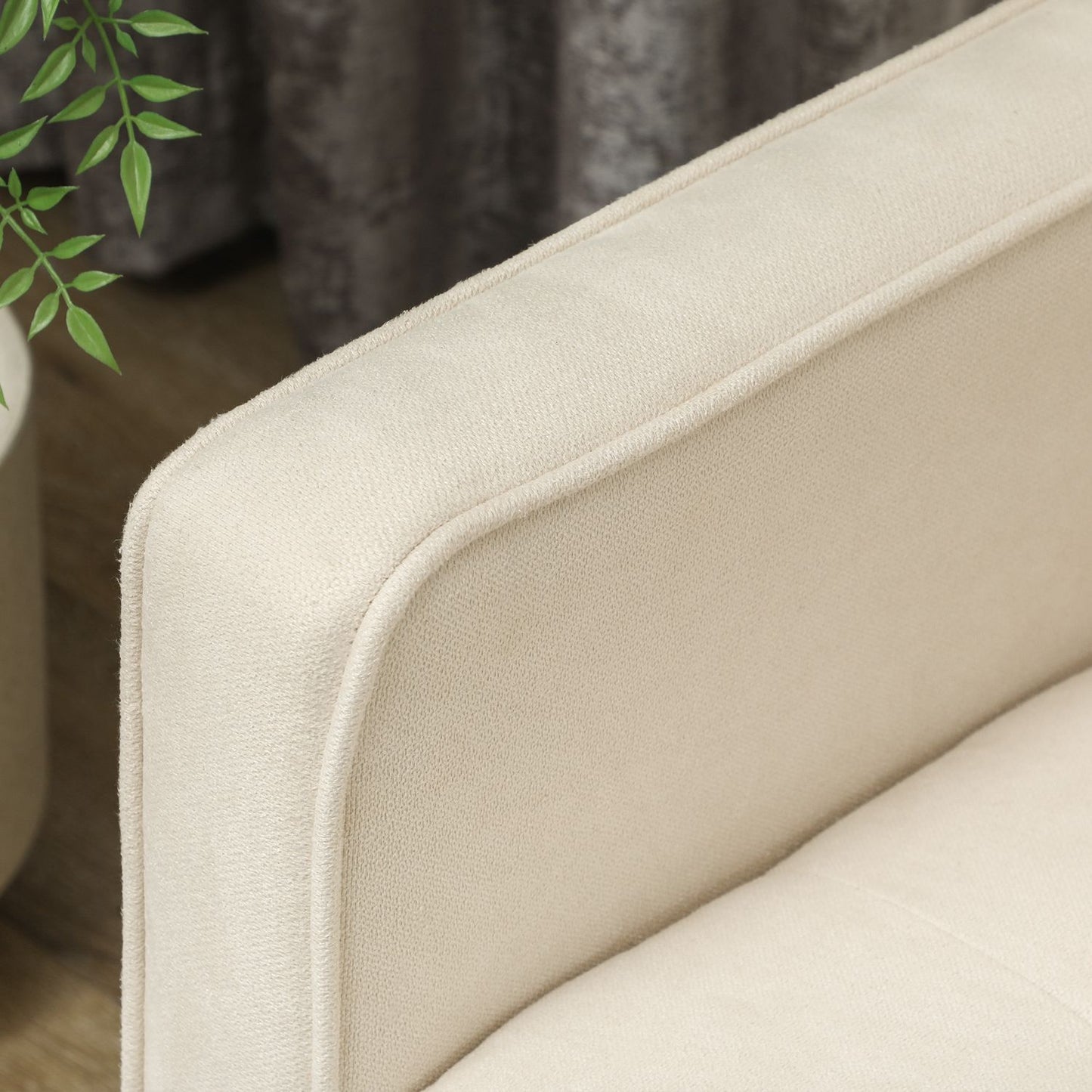 3-seater velvet sofa, storage, wooden legs, cream white