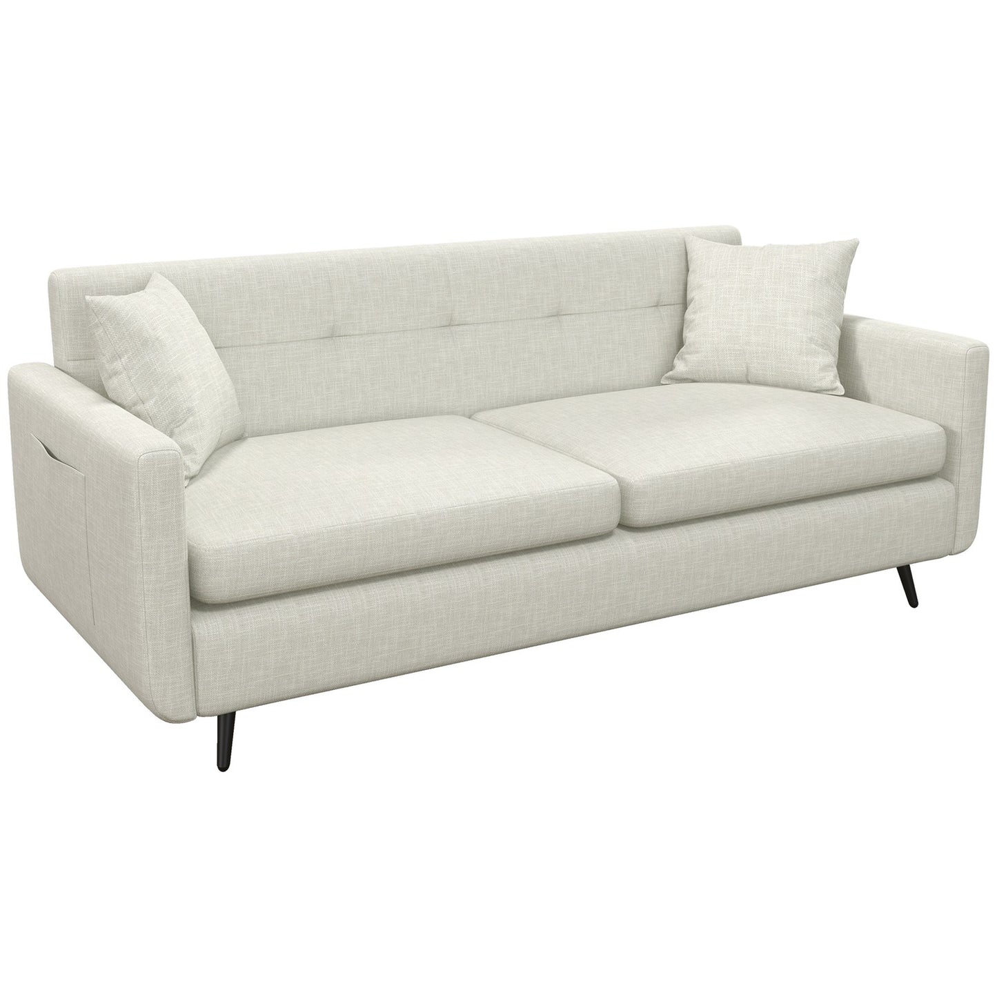 3-seat sofa with armrests & side pocket, upholstered