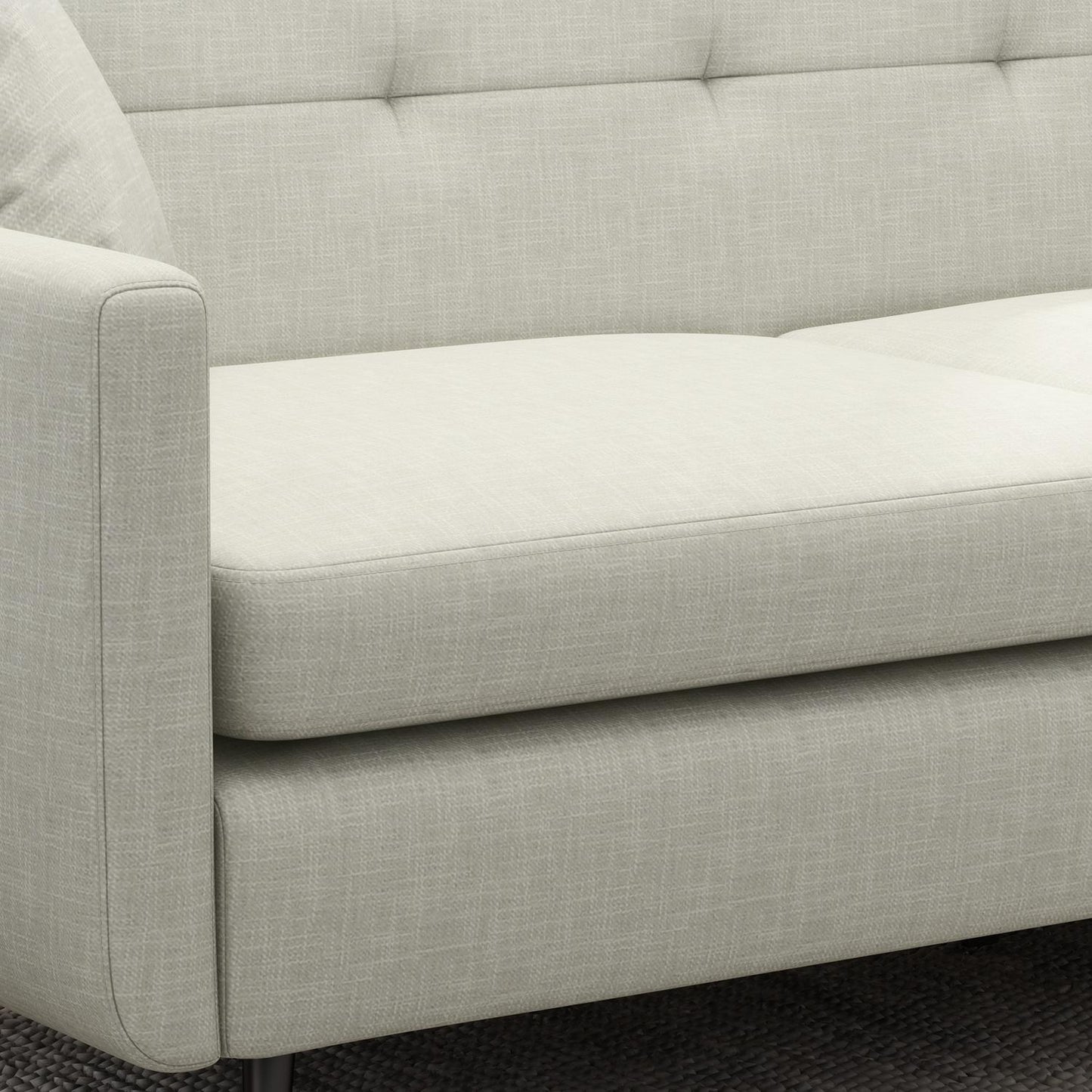 3-seat sofa with armrests & side pocket, upholstered