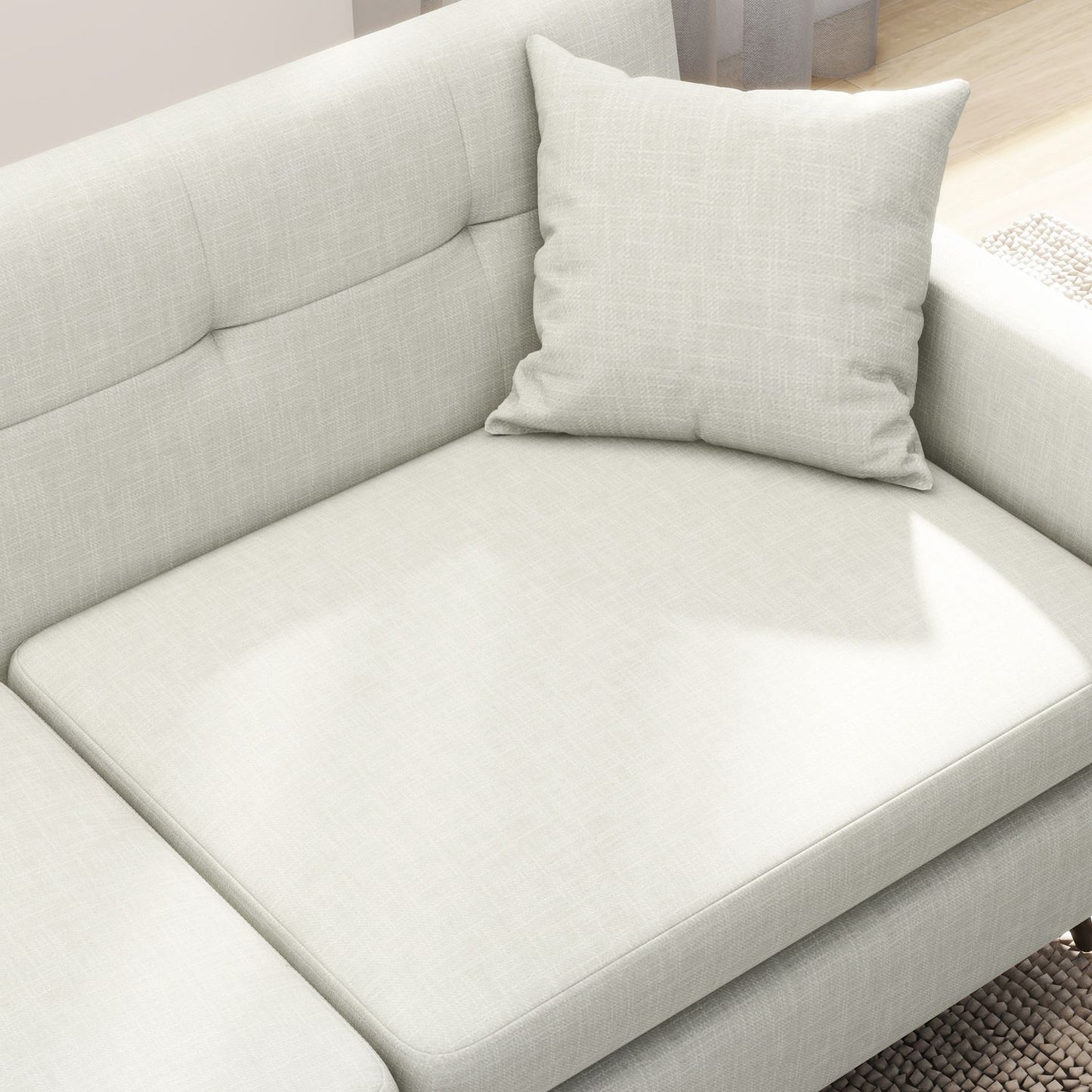 3-seat sofa with armrests & side pocket, upholstered