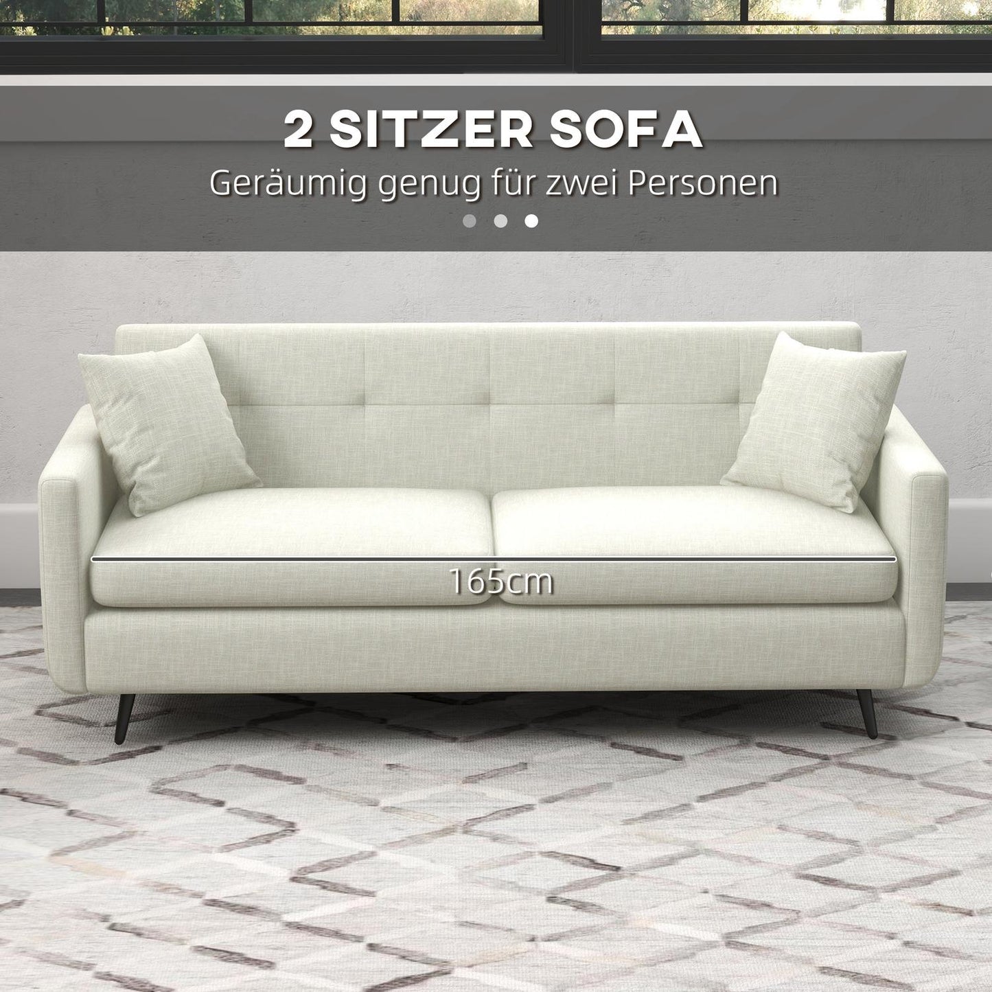 3-seat sofa with armrests & side pocket, upholstered