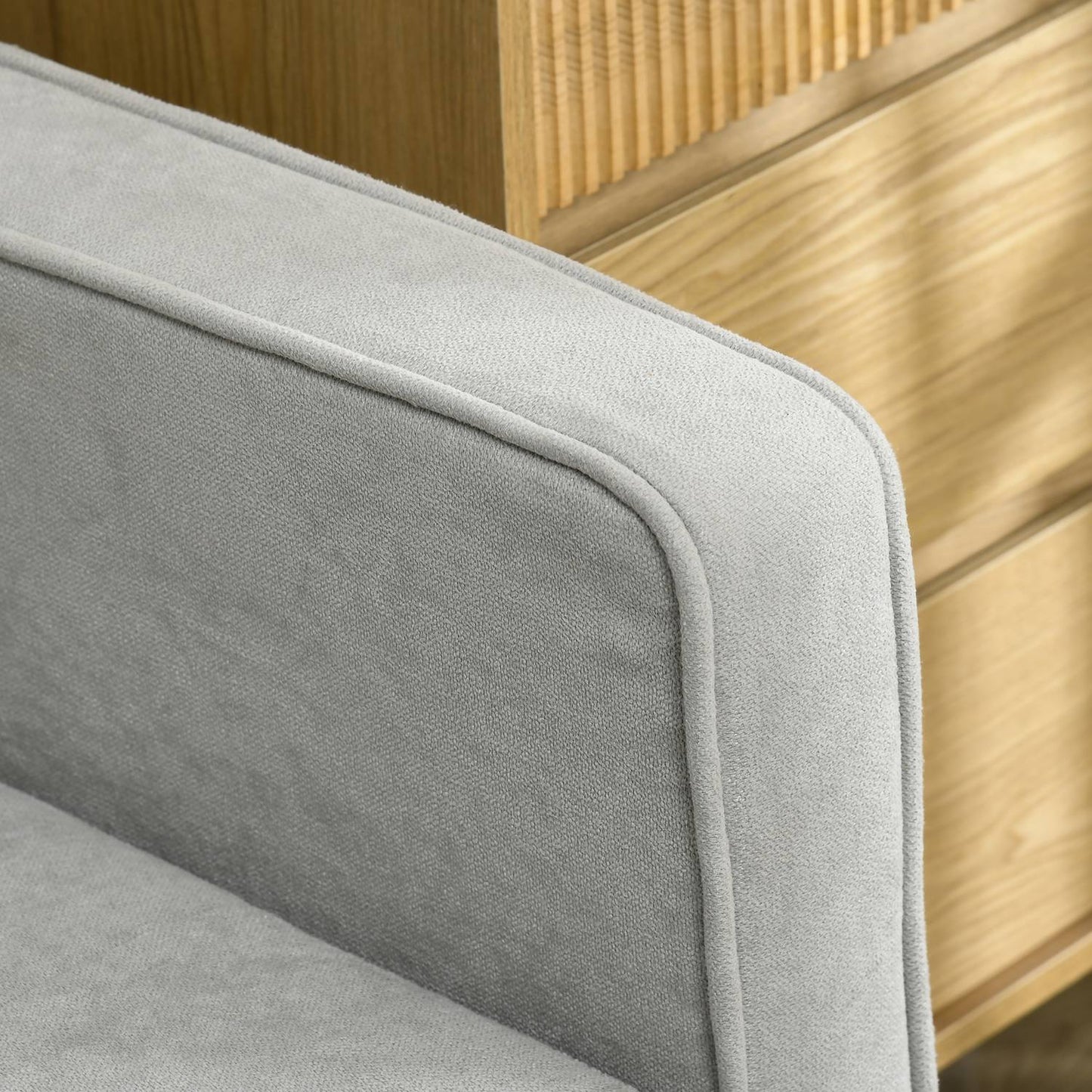 3-seat upholstered sofa with storage, armrests, light grey