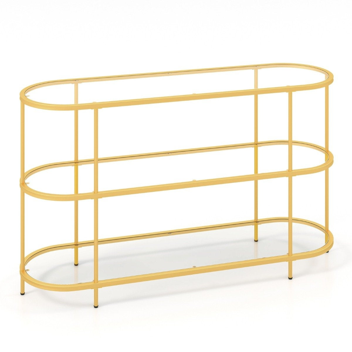 3-tier TV cabinet TV stand for TVs up to 65 inches gold 140 x 41 x 82 cm