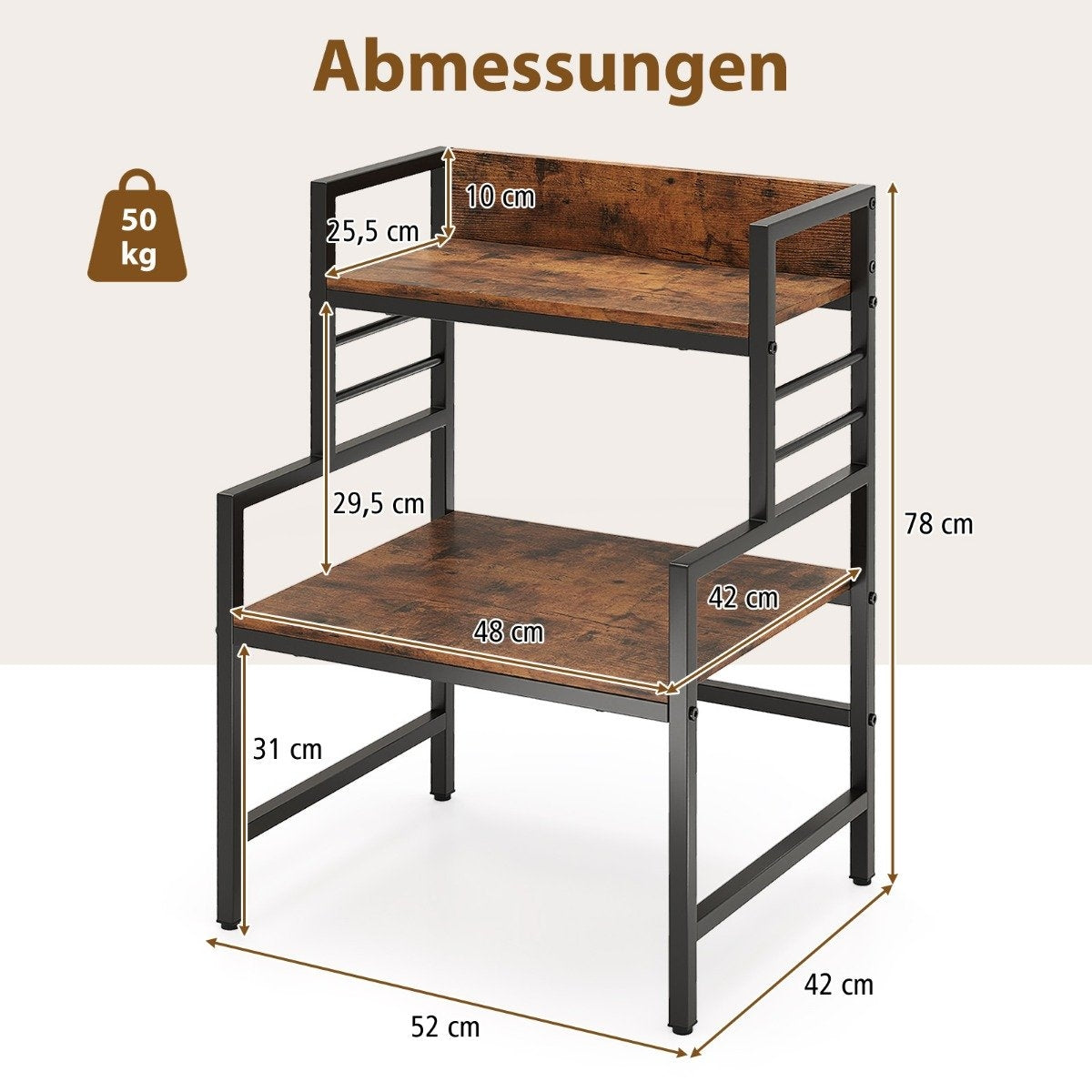 3 tier microwave shelf microwave stand with 2 open shelves 52 x 42 x 78 cm