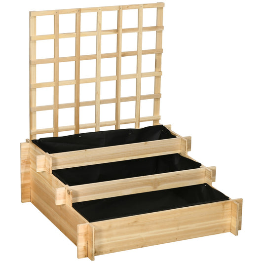 Raised wooden planter box with trellis - 95 x 95 x 110 cm