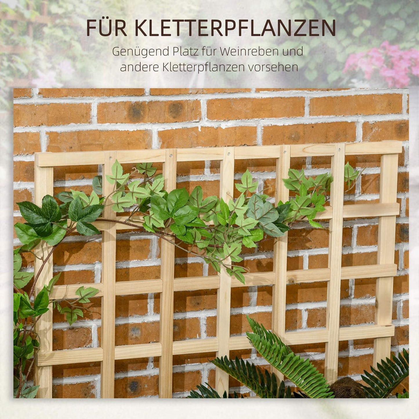 Raised wooden planter box with trellis - 95 x 95 x 110 cm