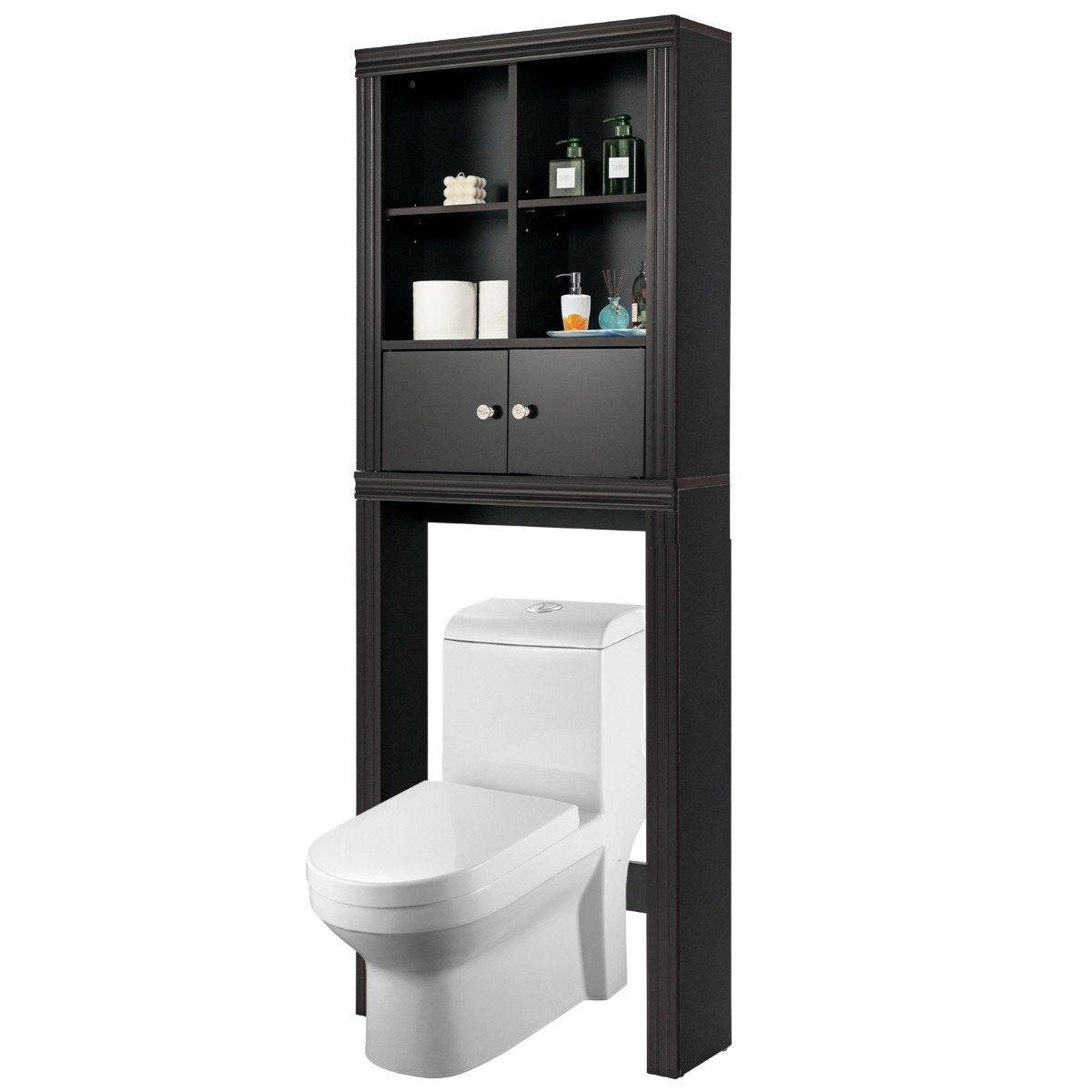 3-tier toilet shelf space-saving bathroom shelf with 4 open compartments 60 x 20 x 165 cm brown