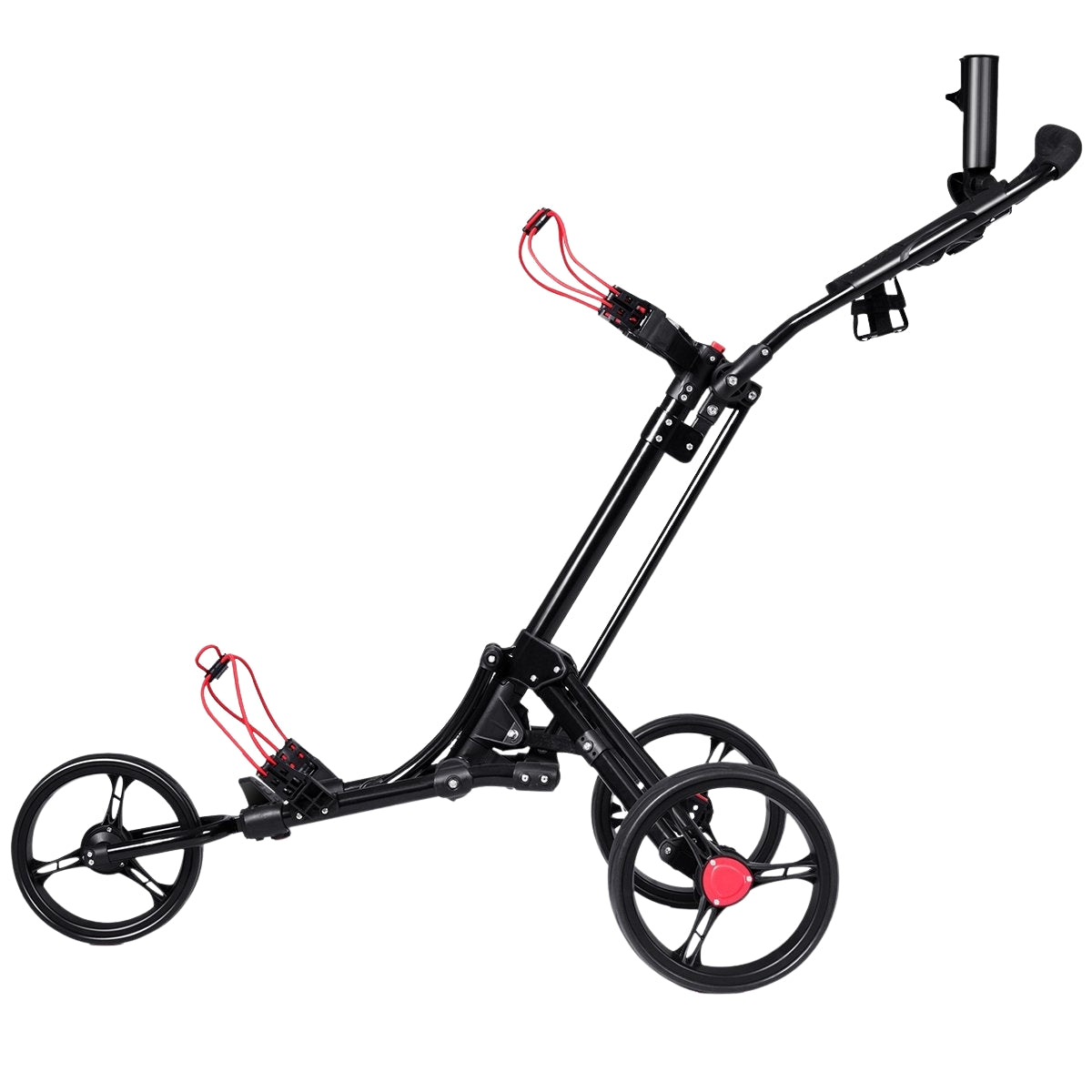 3-wheel golf trolley golf cart golf foldable simple push and pull cart black
