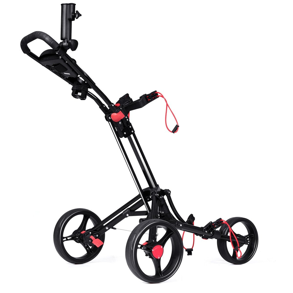 3-wheel golf trolley golf cart golf foldable simple push and pull cart black