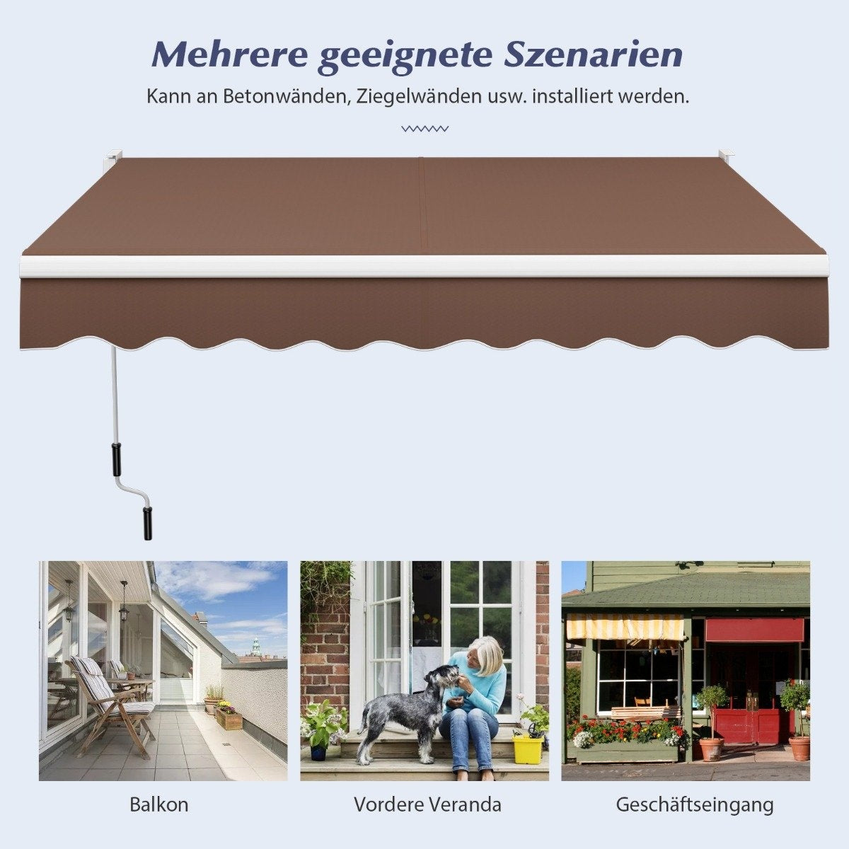 3 x 2.5 m folding arm awning sun awning balcony awning patio awning clamp awning brown