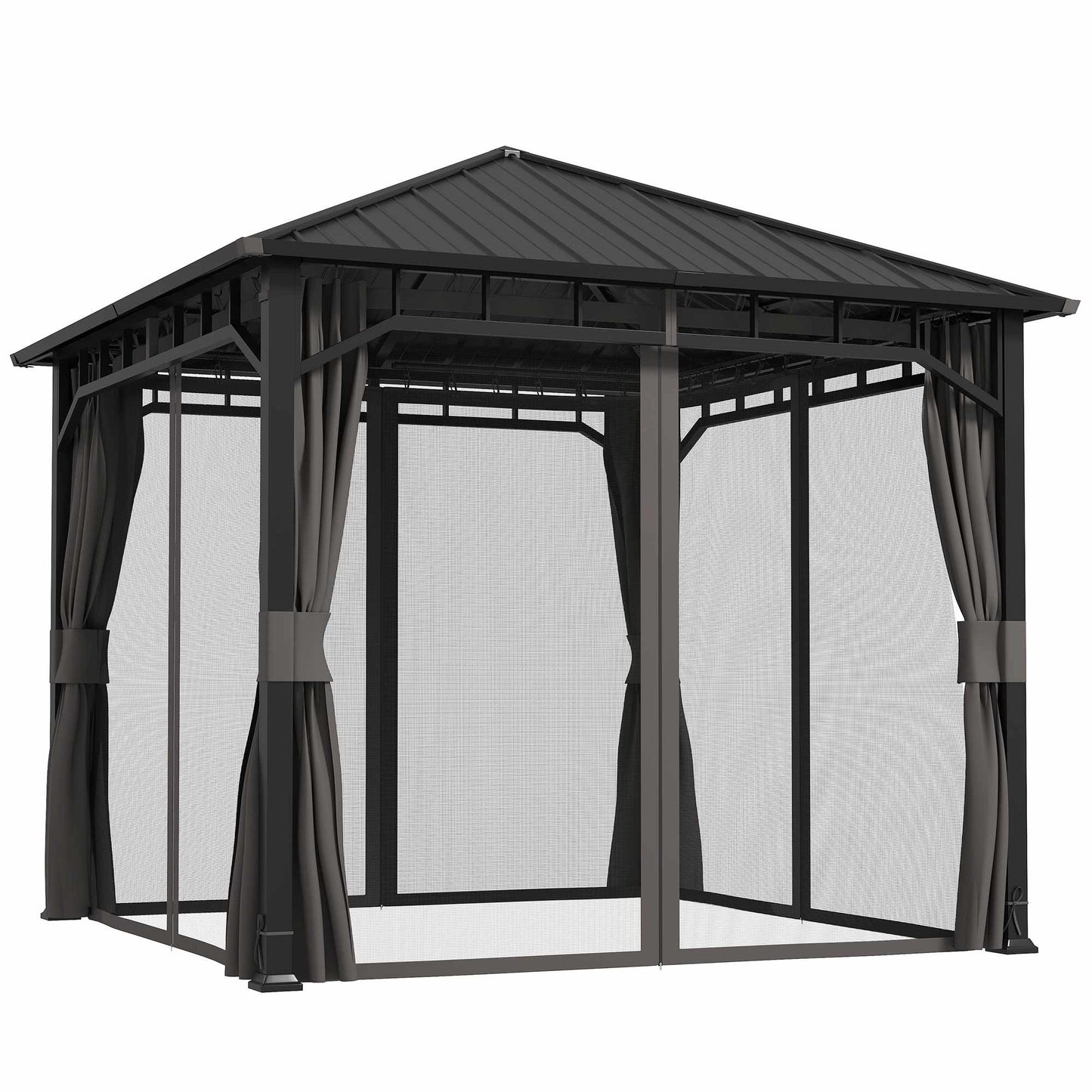 3x3 Gazebo with Galvanized Roof and Curtains
