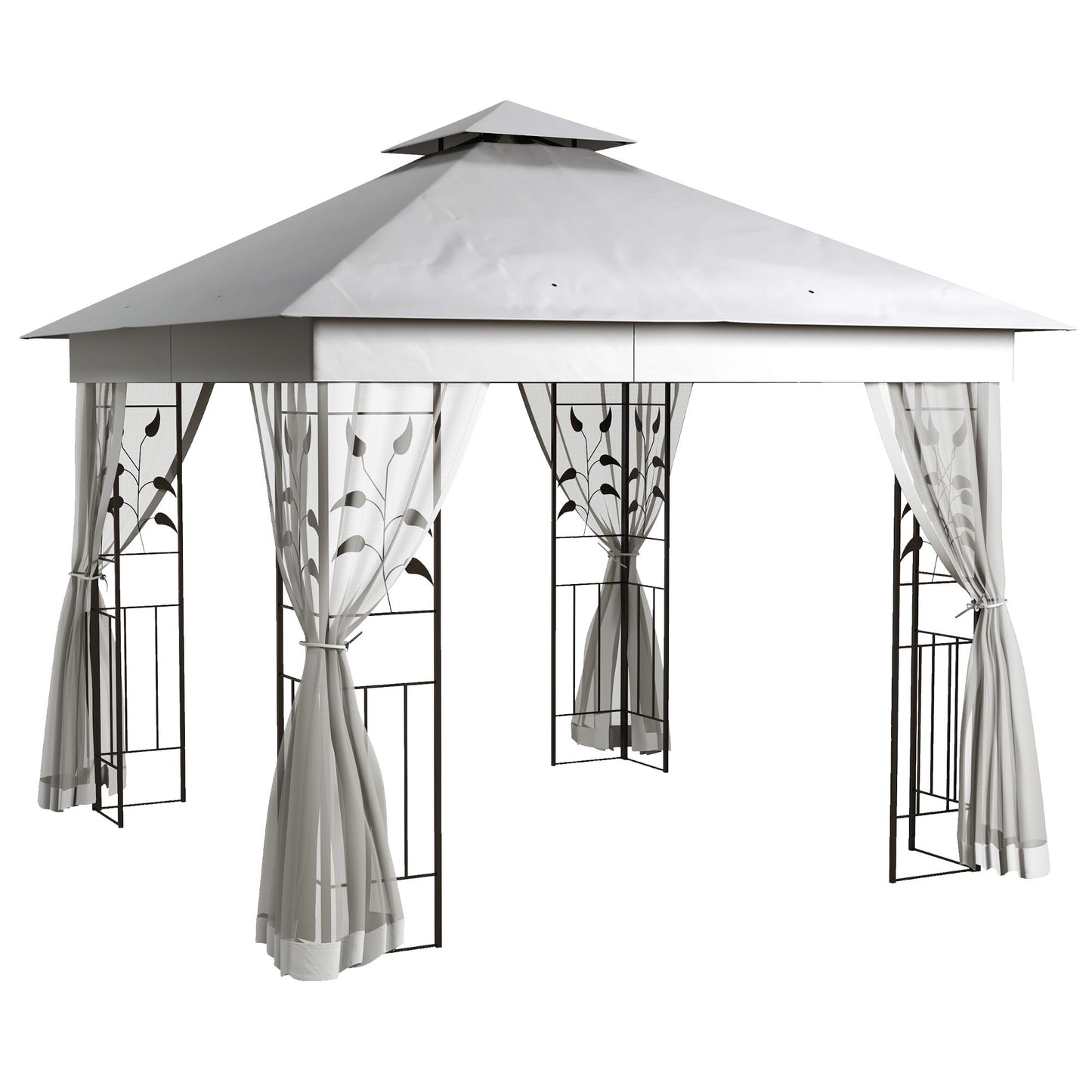 3x3 Pavilion with Double Roof, Water-Resistant Polyester