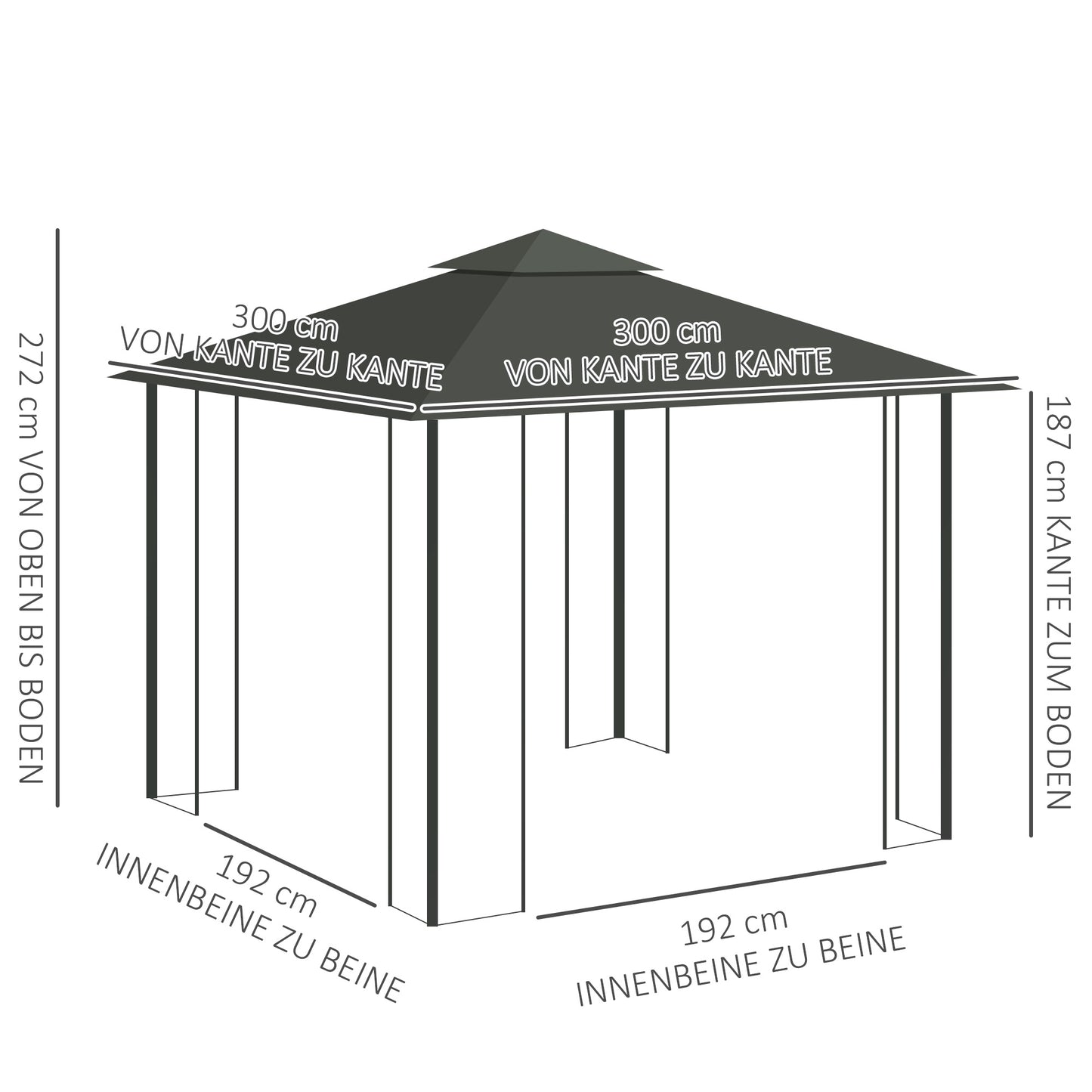 3x3 Pavilion with Double Roof, Water-Resistant Polyester