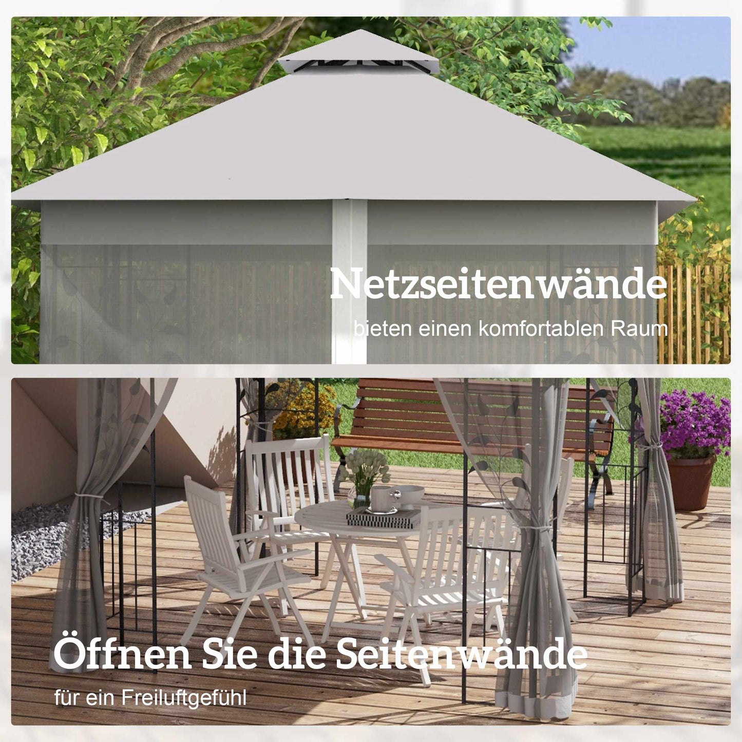 3x3 Pavilion with Double Roof, Water-Resistant Polyester
