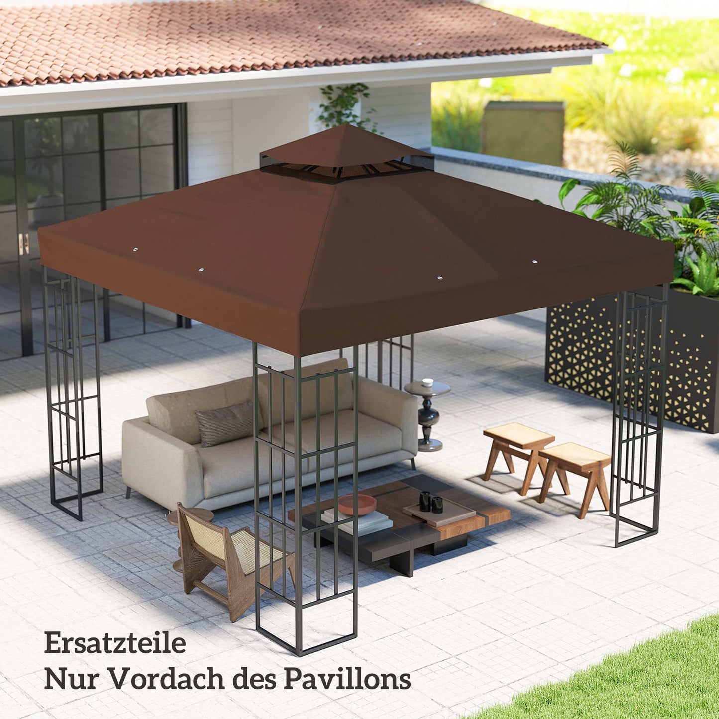 3x3m Gazebo Replacement Canopy, Coffee, UPF30+, Water Drainage