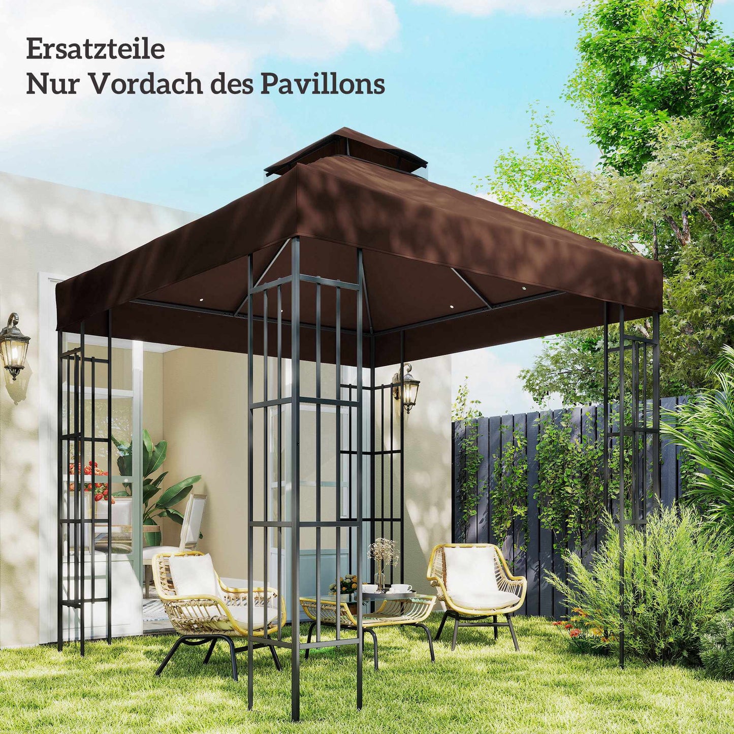 3x3m Gazebo Replacement Canopy, Coffee, UPF30+, Water Drainage