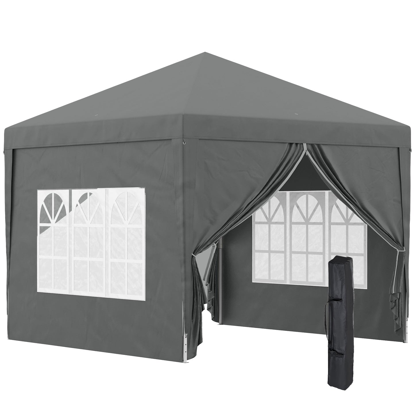 3 x 3 m Pavilion with 4 Sidewalls, UV Protection, Gray