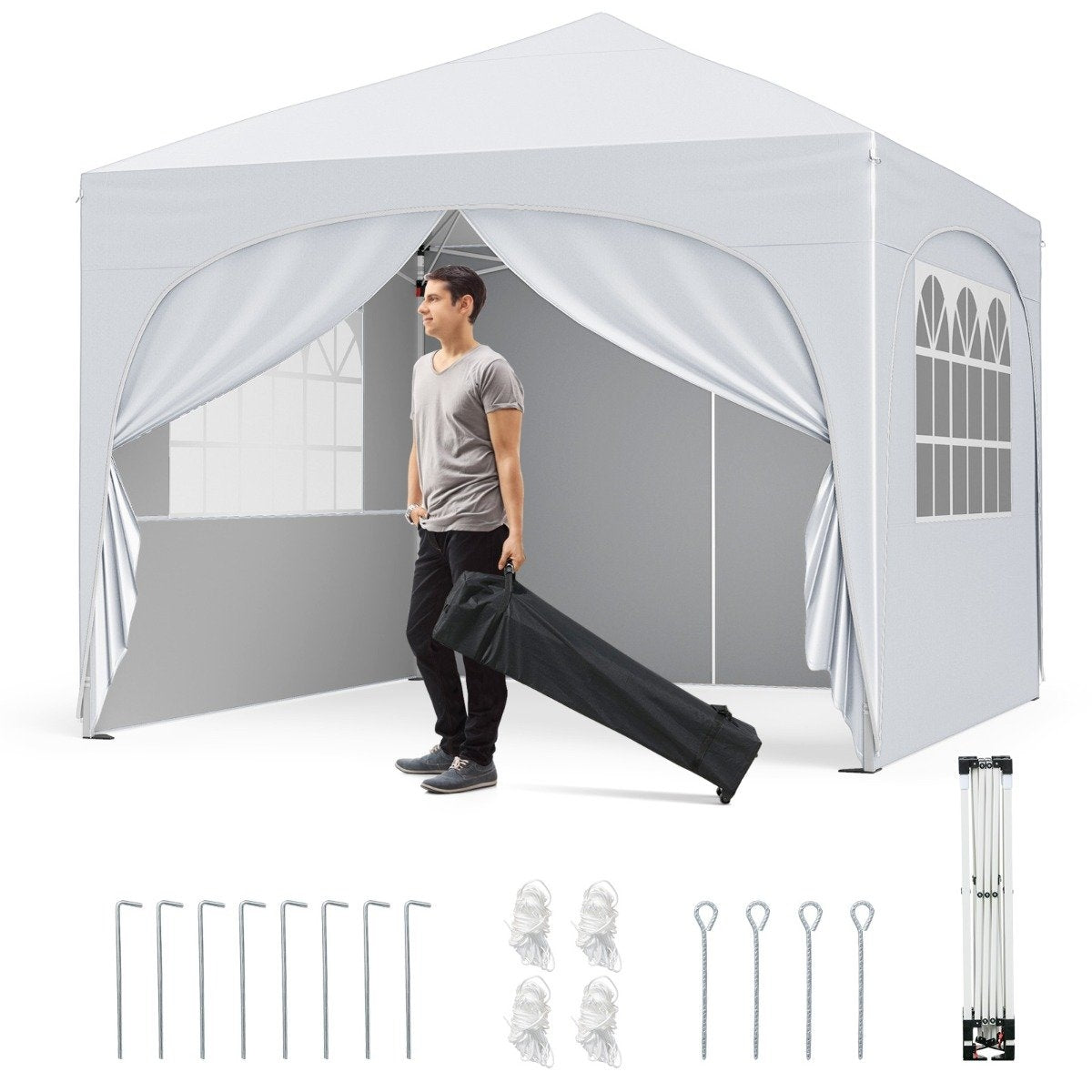 3x3 m Pop-Up Canopy Tent with 4 Removable Walls