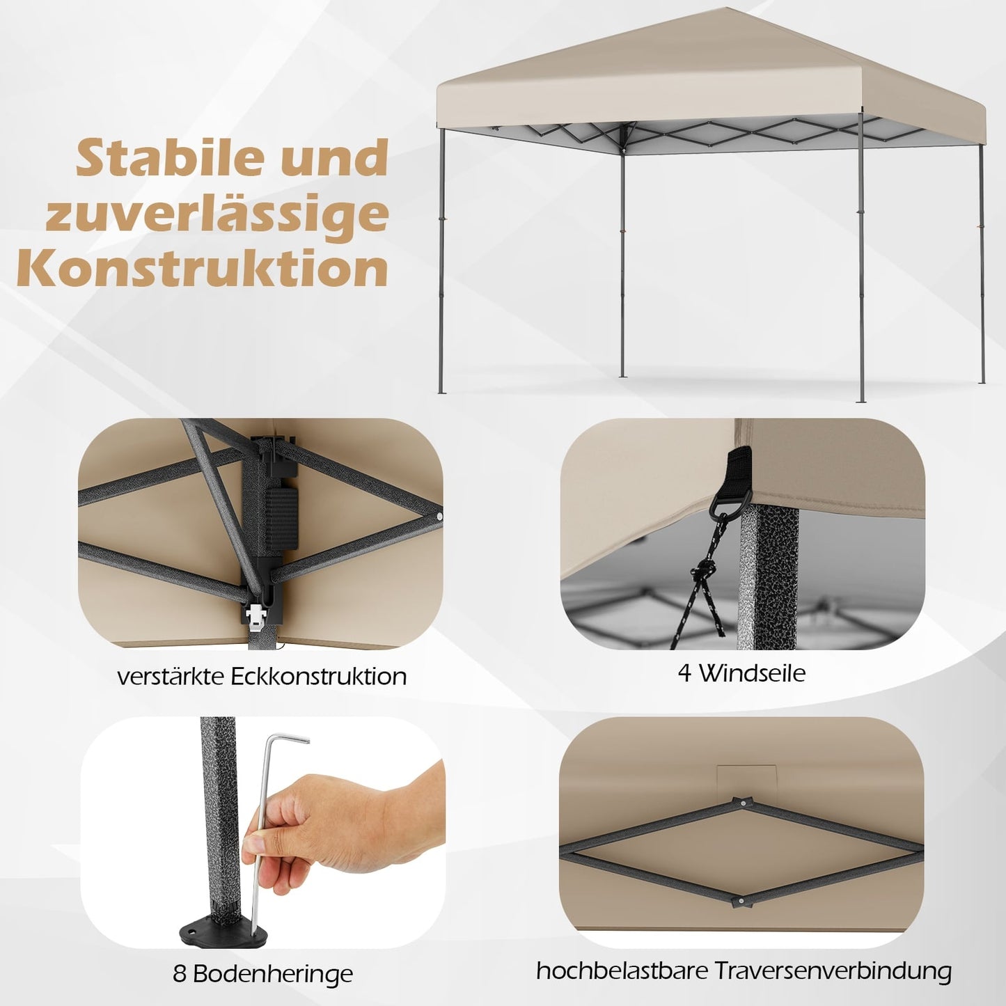 3x3 m Pop-Up Pavilion with UV50+ Protection, White