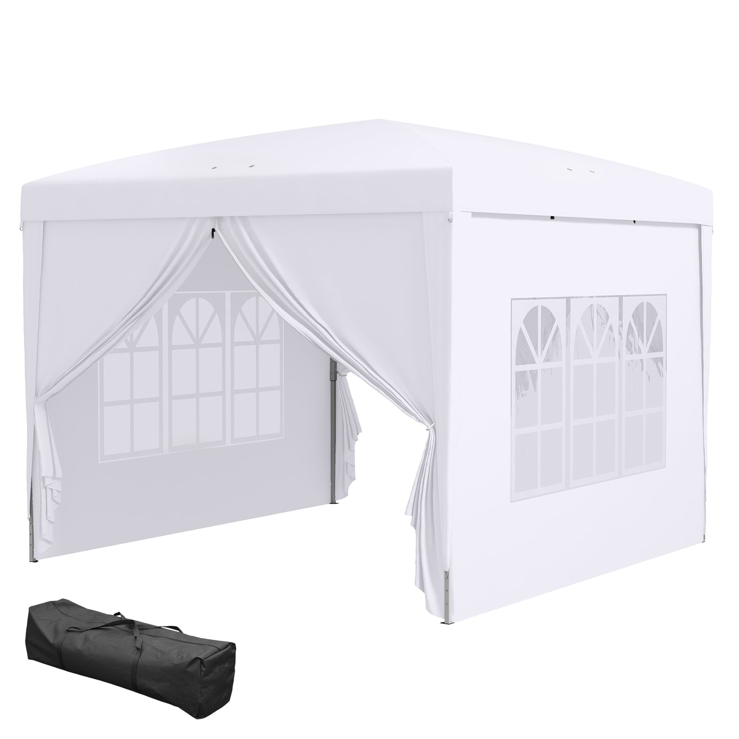 3x3m white gazebo with side walls and UV protection